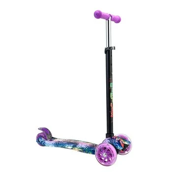 Trotineta aluminiu cu 3 roti pentru fete peste 3 ani Byox Moni Rapture violet cu luminite