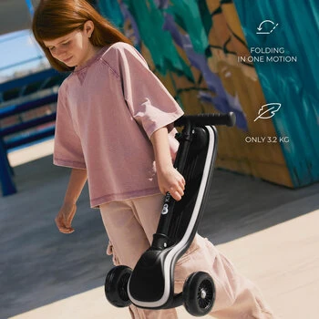Trotineta pentru copii Kinderkraft Raket Pink pliabila, platforma si roti LED, ghidon reglabil, greutate admisa 50 kg