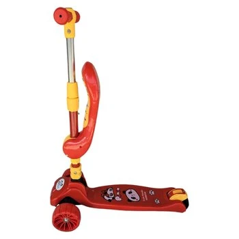 Trotineta pentru copii Novokids Mini Scooter 8010 Rosu 2 in 1, cu roti luminoase din silicon, melodii, 3 roti, pliabila, maner reglabil, greutate suportata 50 kg