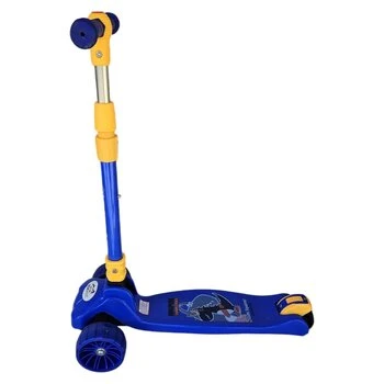 Trotineta pentru copii Novokids Mini Scooter 8020 Albastru cu roti luminoase din silicon, melodii si lumini, 3 roti, pliabila, maner reglabil pe inaltime, greutate suportata 50 kg