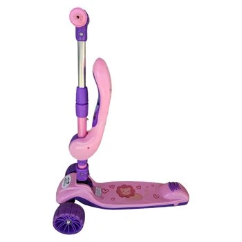 Trotineta pentru copii Novokids Mini Scooter 8130 RozMov 2 in 1, cu roti luminoase din silicon, melodii, 3 roti, pliabila, maner reglabil, greutate suportata 50 kg