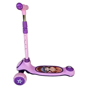 Trotineta pentru copii Novokids Mini Scooter 9080 Pink cu roti luminoase din silicon, melodii si lumini, 3 roti, pliabila, maner reglabil pe inaltime, greutate suportata 50 kg