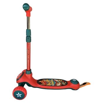 Trotineta pentru copii Novokids Mini Scooter 9080 Rosu cu roti luminoase din silicon, melodii si lumini, 3 roti, pliabila, maner reglabil pe inaltime, greutate suportata 50 kg