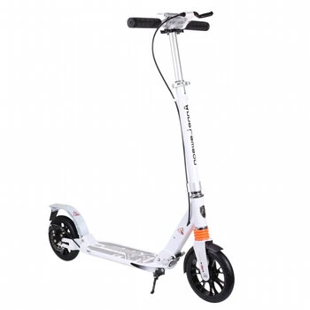 Trotineta pentru copii Novokids Plexus Evo Pro Alb din aluminiu, frana pe disc , greutate suportata 100 kg, frana si suspensie duble, diametru roata 200 mm