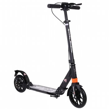 Trotineta pentru copii Novokids Plexus Evo Pro Negru din aluminiu, frana pe disc , greutate suportata 100 kg, frana si suspensie duble, diametru roata 200 mm