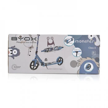 Trotineta pliabila pentru copii de la 6ani,cu ghidon din aluminiu,roti ABEC-7 din PU cu lumini LED,inaltime ghidon ajustabila,frana de picior si cric Byox Monster Green