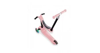 Trotineta globber go-up sporty, 3 in 1, cu lumini, culoare roz pastel